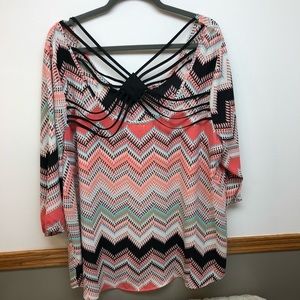 Maurices Web-back Pink/Mint Chevron Top